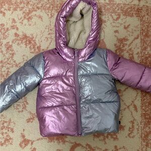 GAP Metallic Pink and Cream Puffer Jacket